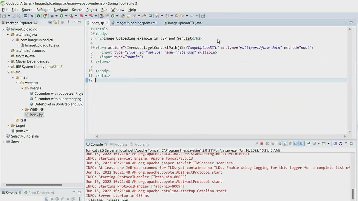 'Video thumbnail for Image Uploading in JSP and Servlet'